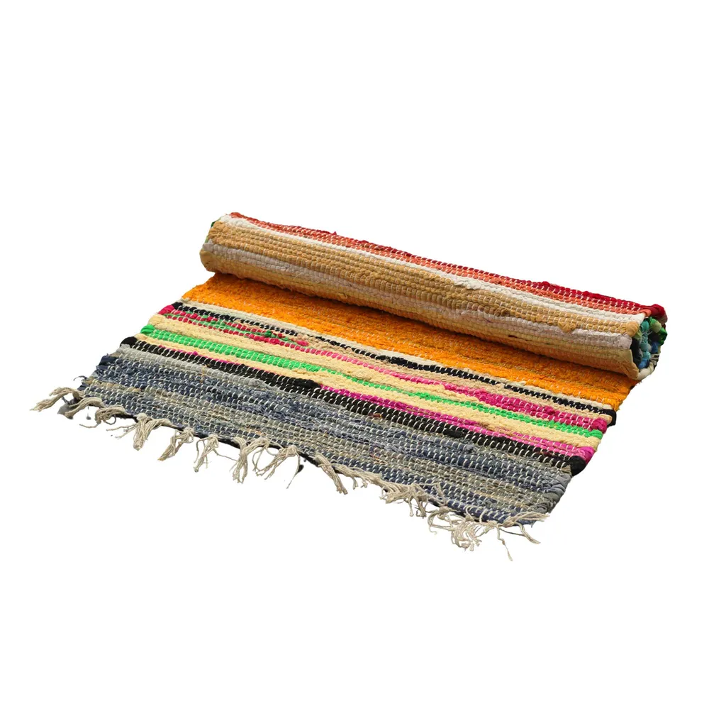 Raggete teppe lite 50x90cm regnbuefarger