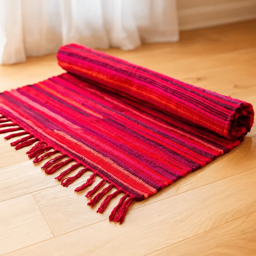 Ragteppe 50x90cm Sjokkerende Rosa