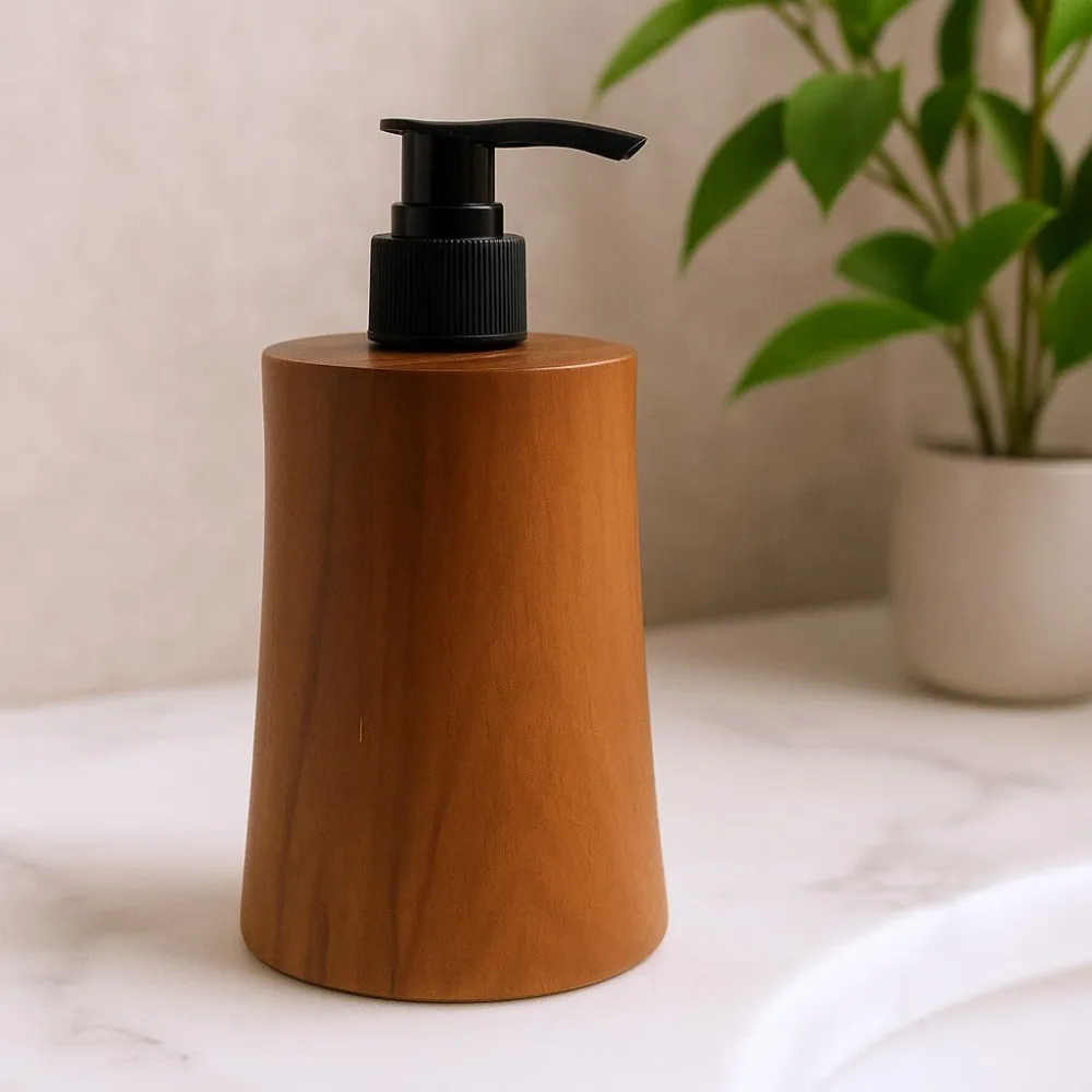 Såpedispenser naturlig teaktre kjegle