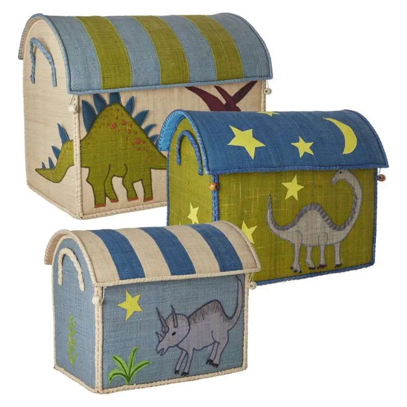 RICE Raffia Oppbevaringshus - Ny Dinosaur - Liten