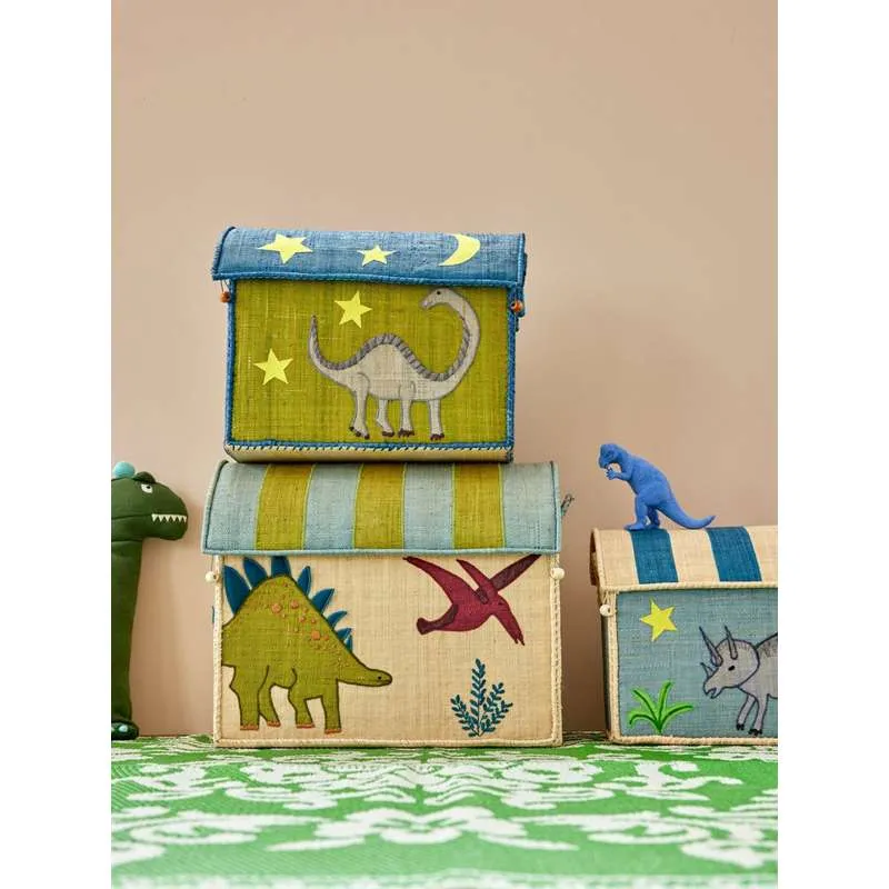 RICE Raffia Oppbevaringshus - Ny Dinosaur - Liten