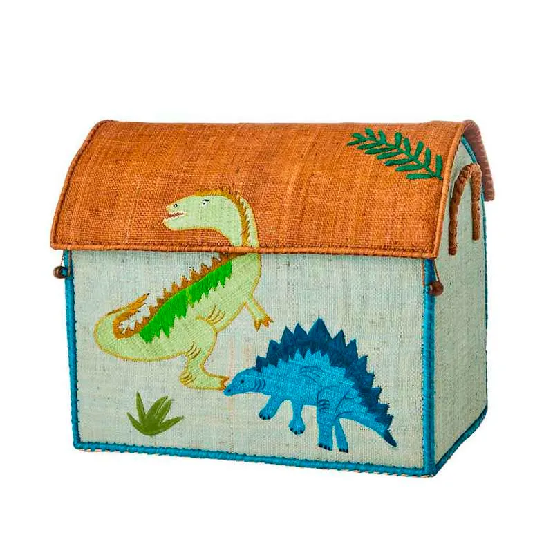 RICE Raffia Oppbevaringshus - Dinosaur - Middels