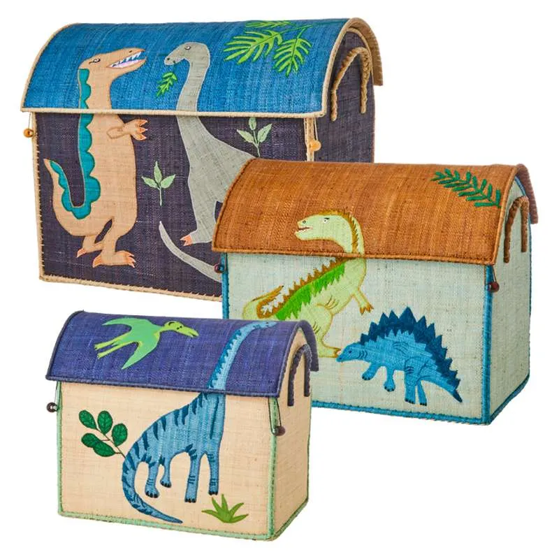 RICE Raffia Oppbevaringshus - Dinosaur - Middels