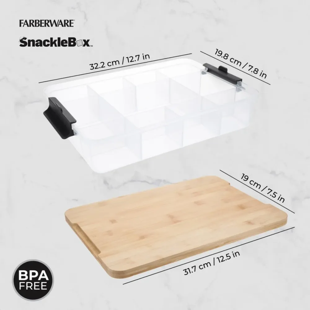 Snackboks med 7 rom og lokk i bambus