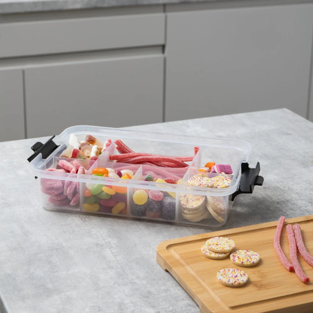 Snackboks med 7 rom og lokk i bambus