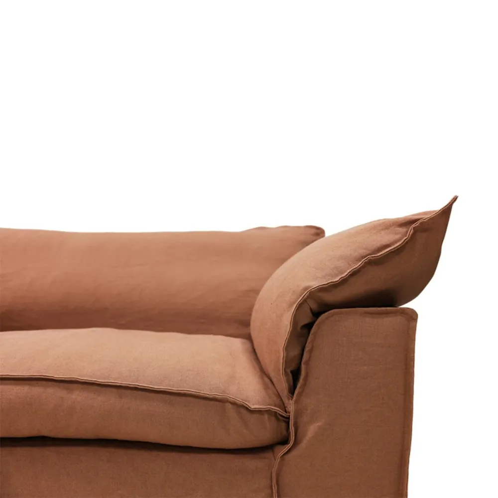 Nomad couch: 244cm, linen, dusty rose