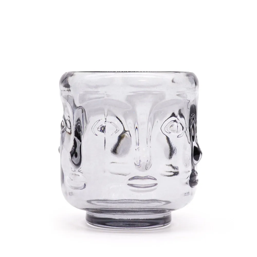 Buddha-lysglass sett med 2 midnatt grå
