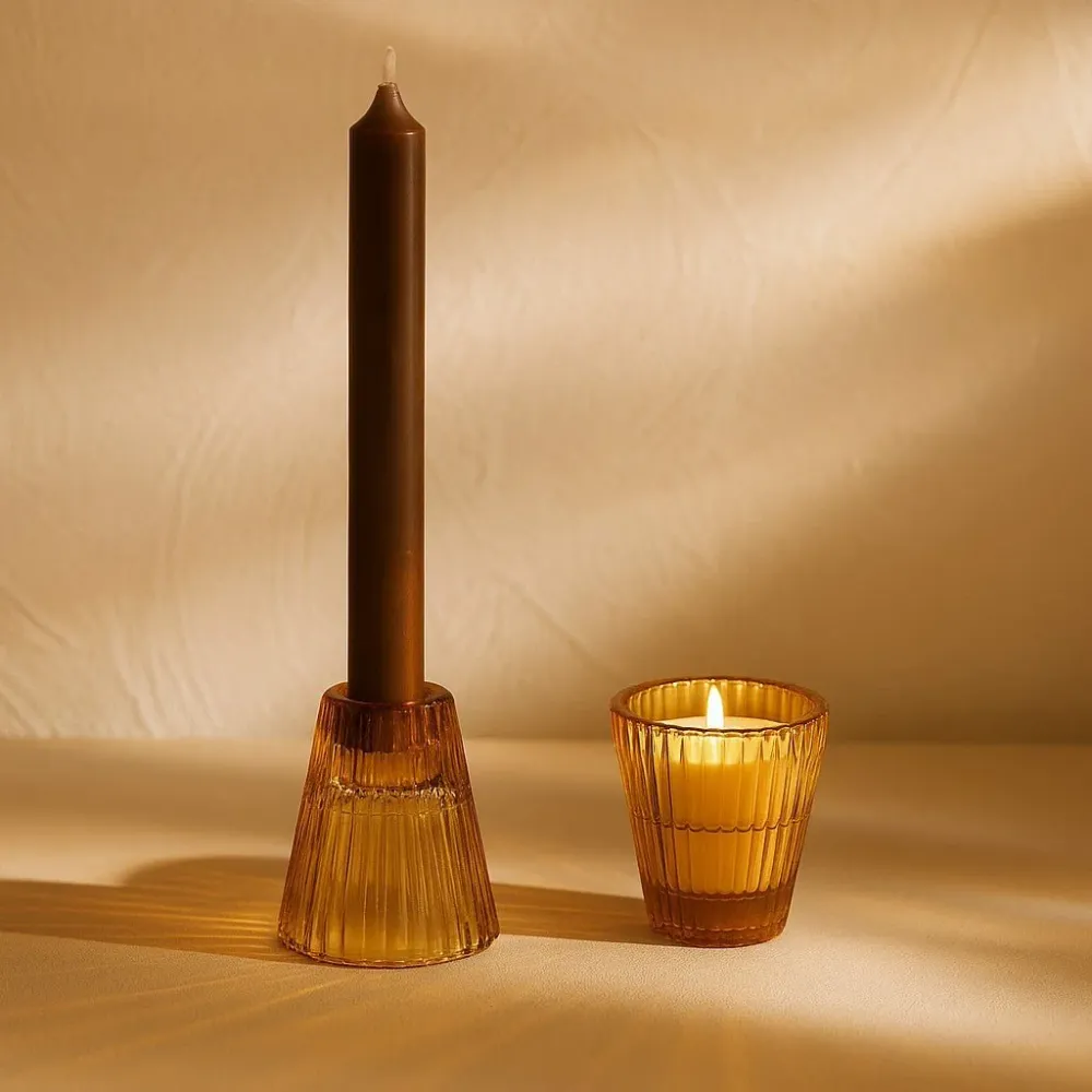 Lysestake telys – Antikk Amber 2-pakning