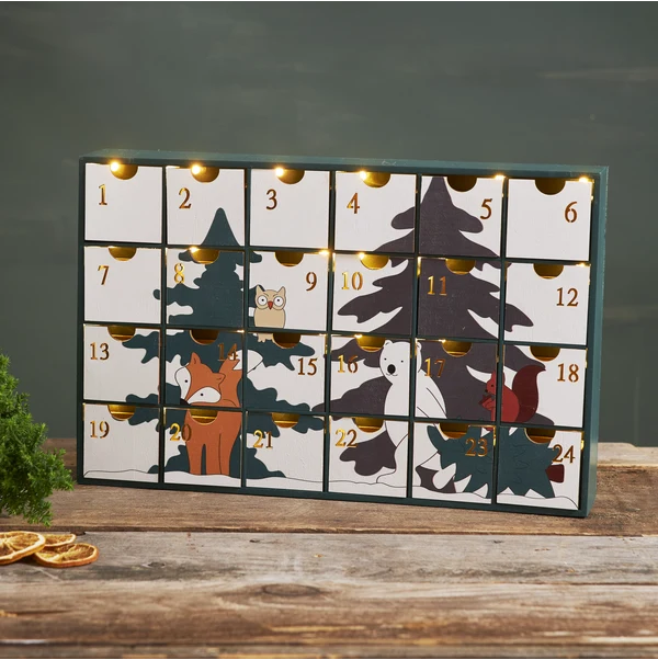 Forest Friends LED-adventskalender i tre