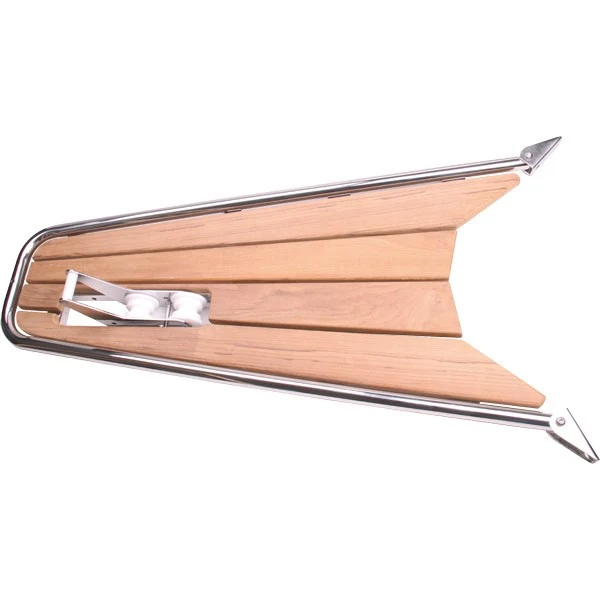 Peke i teak med ankerrulle 115x52cm