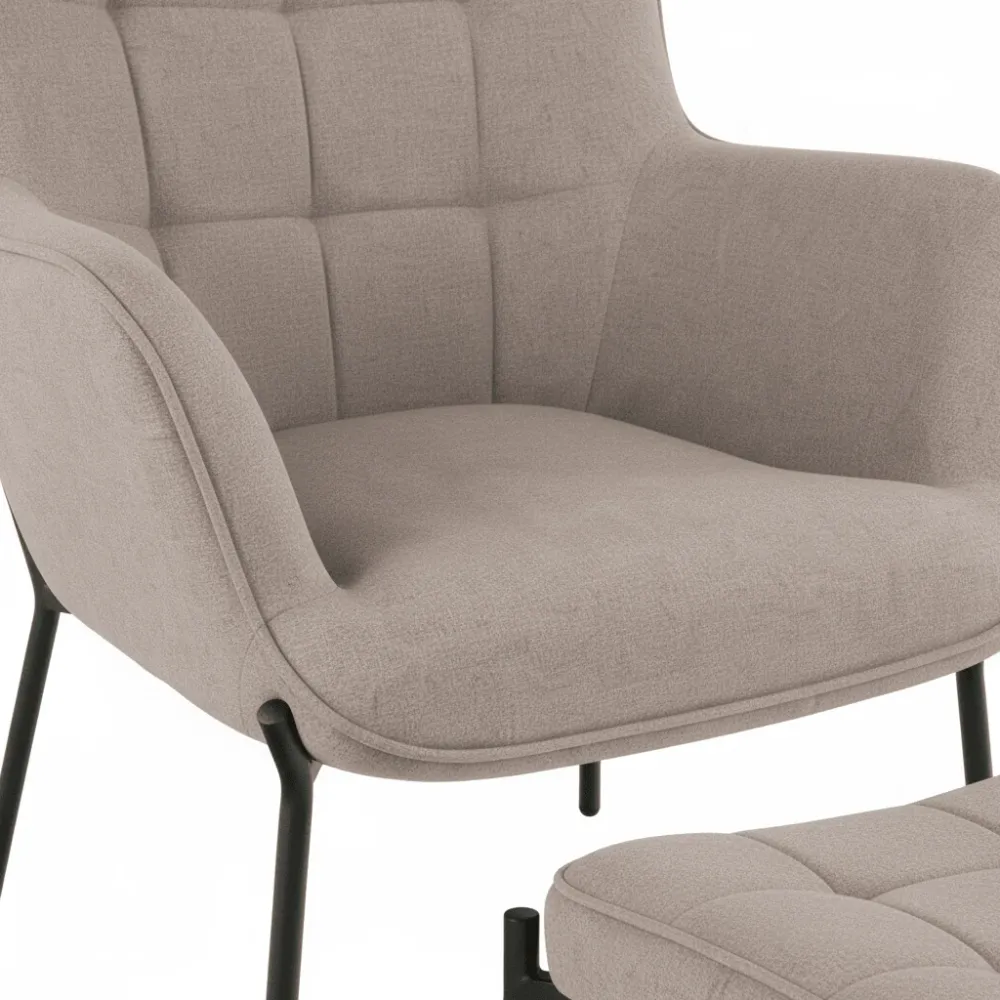 Glasglow sett lounge stol og puff grå