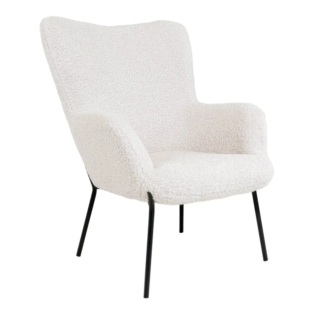 Glasglow sett lounge stol og puff hvit