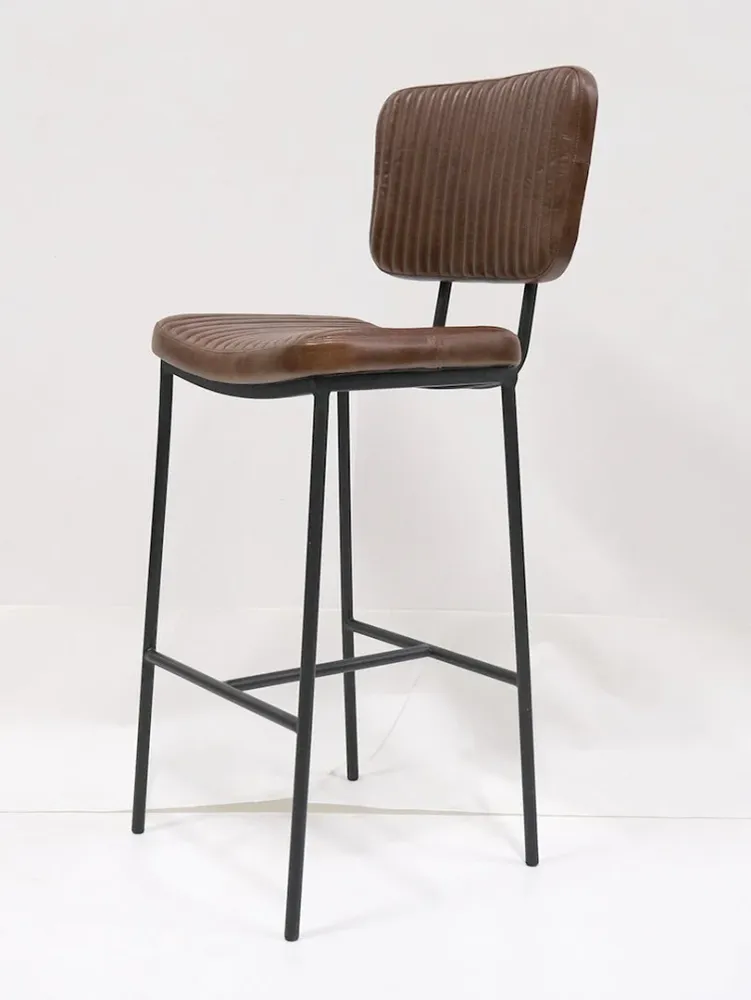 Astoria barstol - rillet skinn