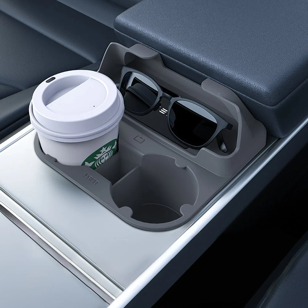 Center Console Cup Holder Storage Model 3/Y | Food-Grade Silicone | 2-Slot