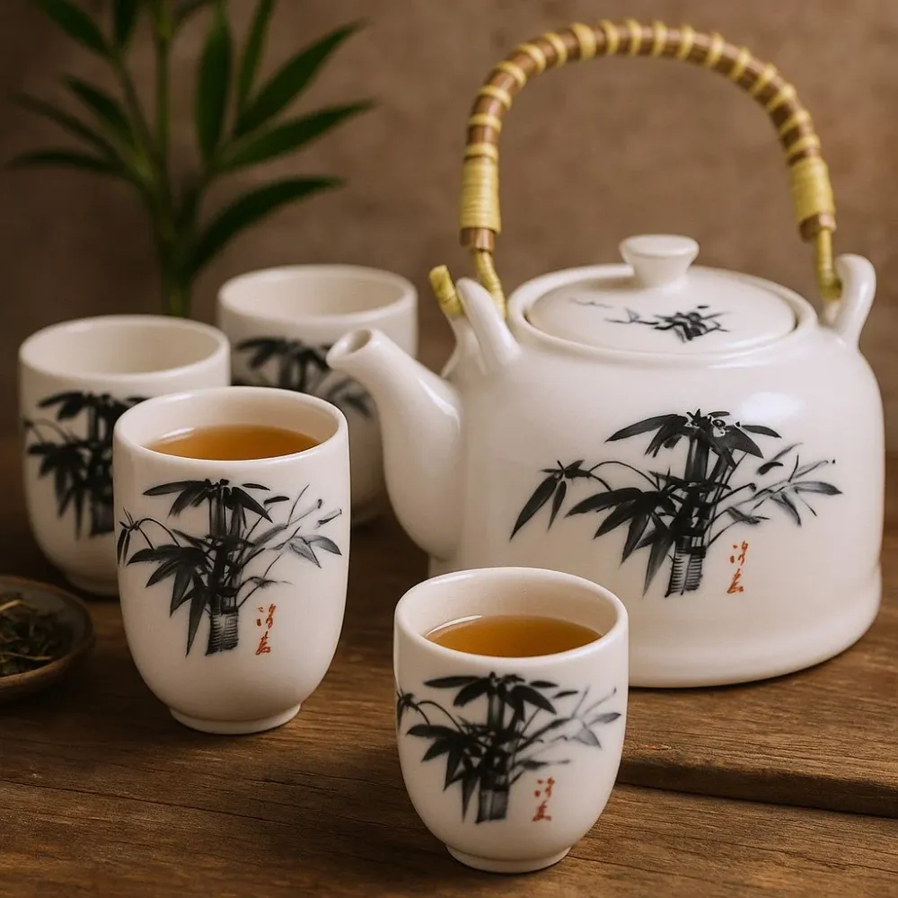 Tekanne Sett Hvit Stein Oriental