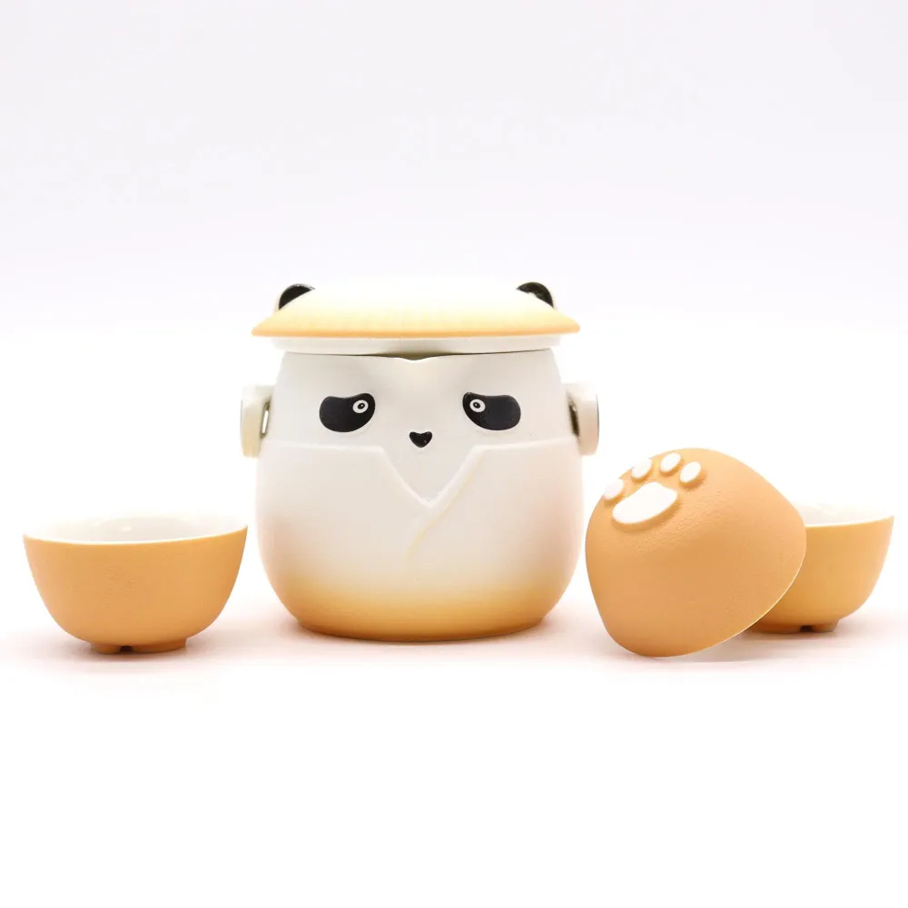 Tekannesett med 3 kopper Orange Panda
