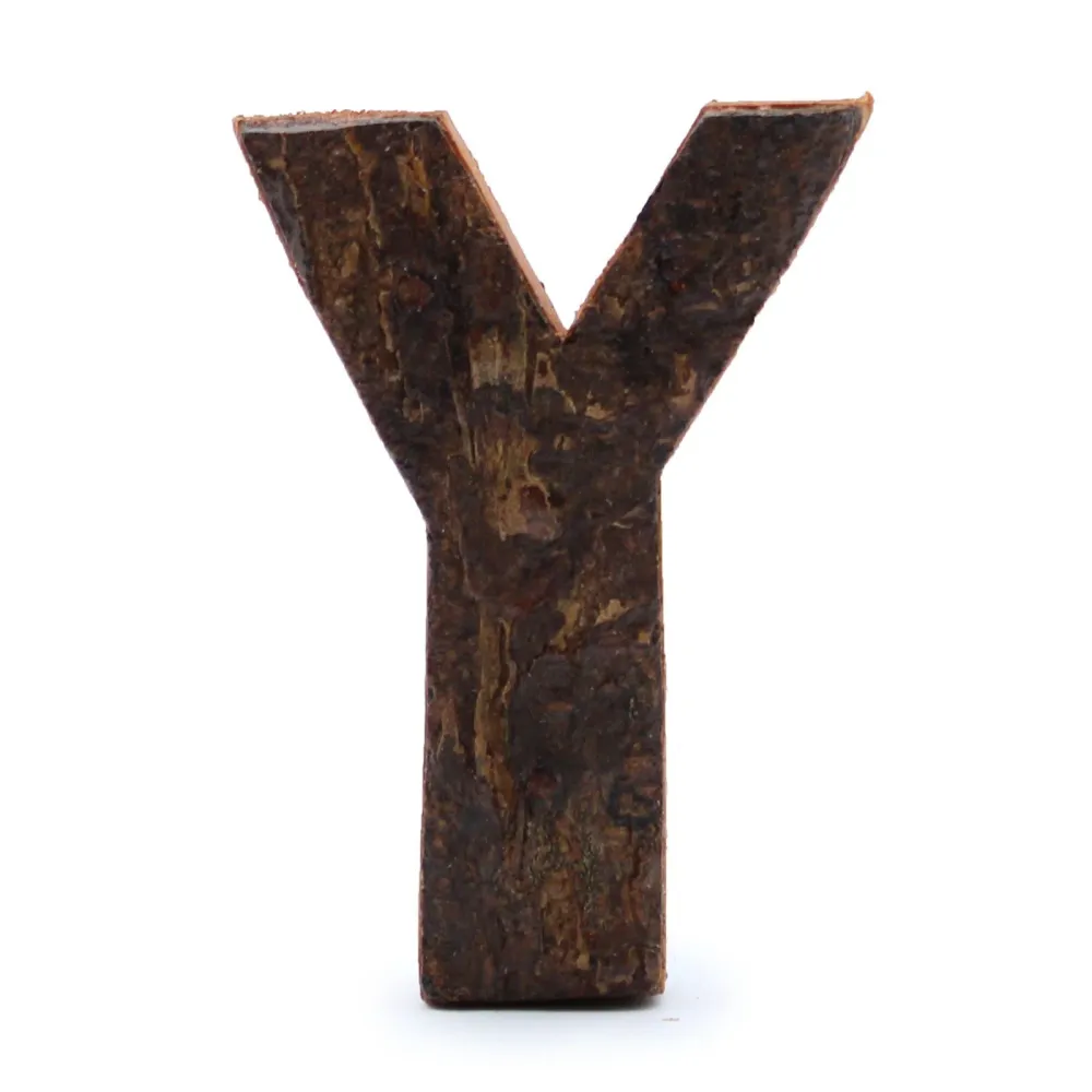 Bokstav Y Rustikk Bark 7cm Dekor