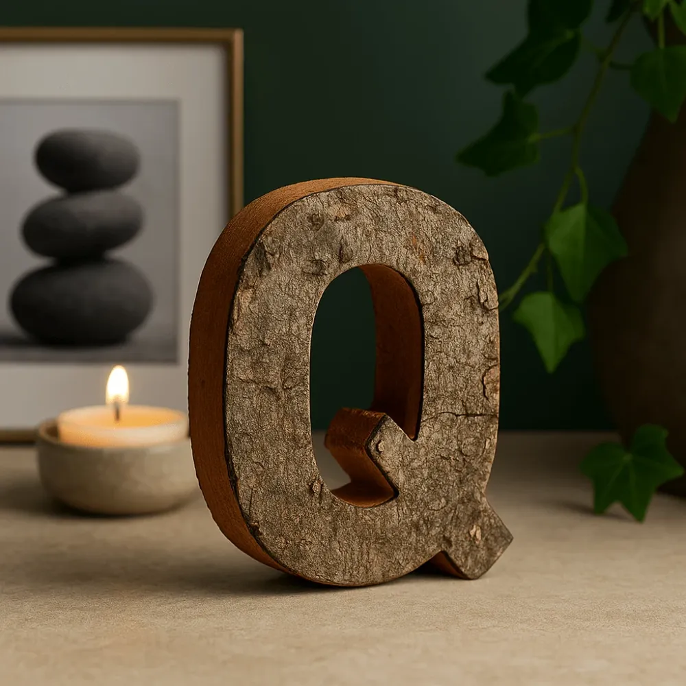 Trebokstav Q Bark 7 cm