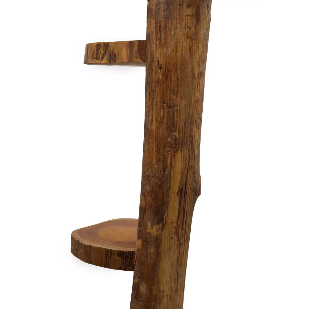 Teak Vedkubbe Displayhylle 3 Hyller 100cm