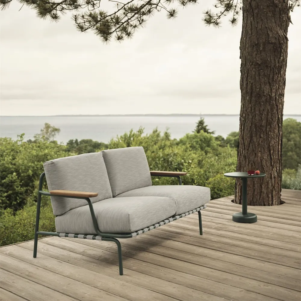 Utendørs 2-seter Sofa Settle - Ribbed Weave 2/Dark Green