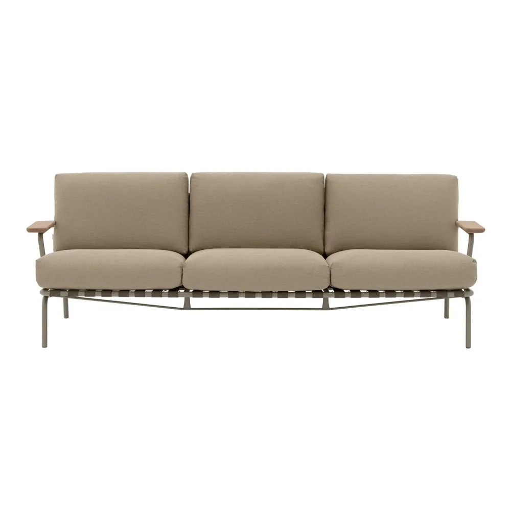 Utendørs 3-seter Sofa Settle - Ribbed Weave 5/Taupe