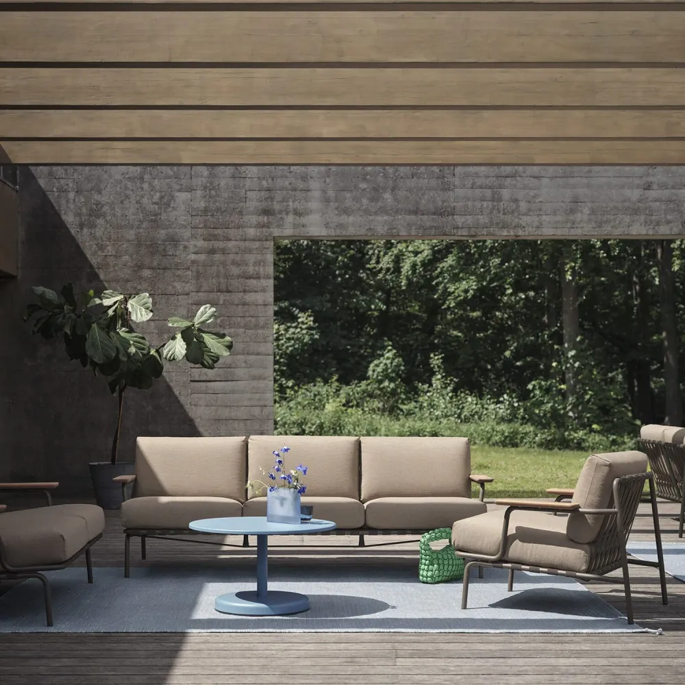 Utendørs 3-seter Sofa Settle - Ribbed Weave 5/Taupe