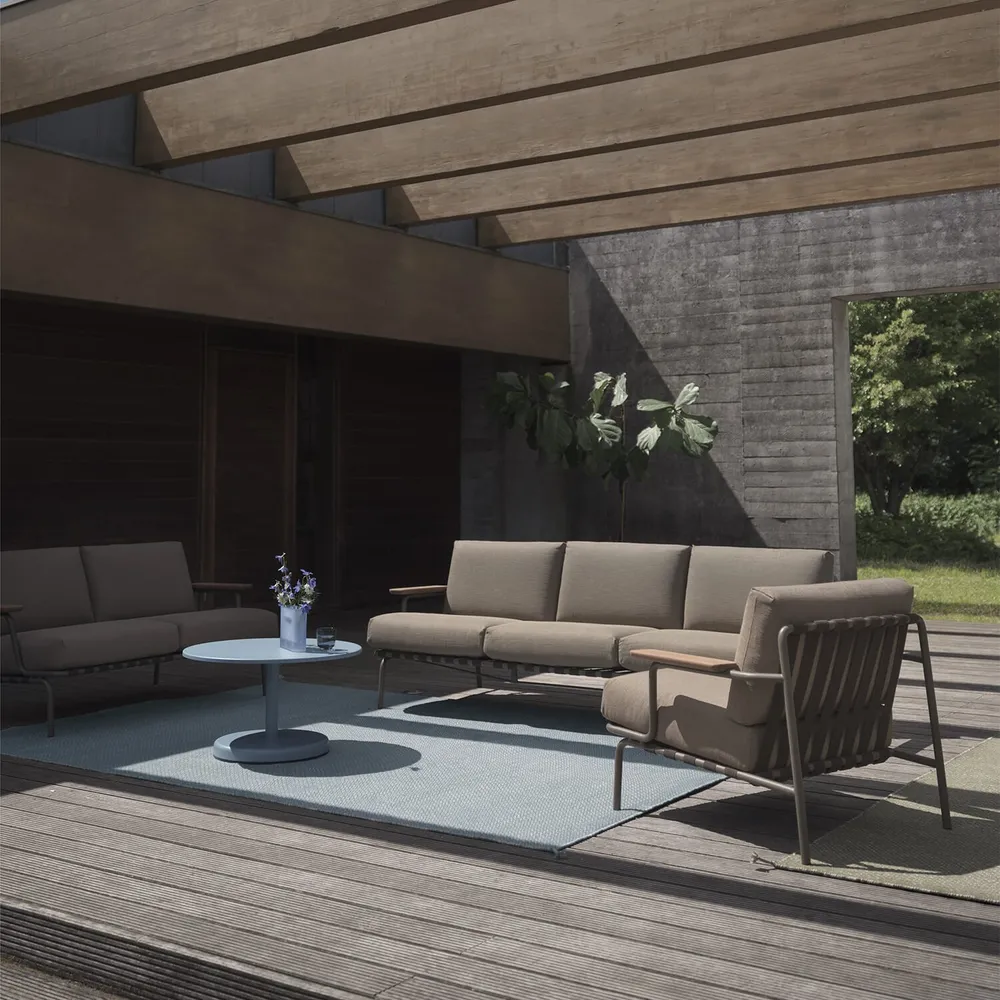 Utendørs 3-seter Sofa Settle - Ribbed Weave 5/Taupe