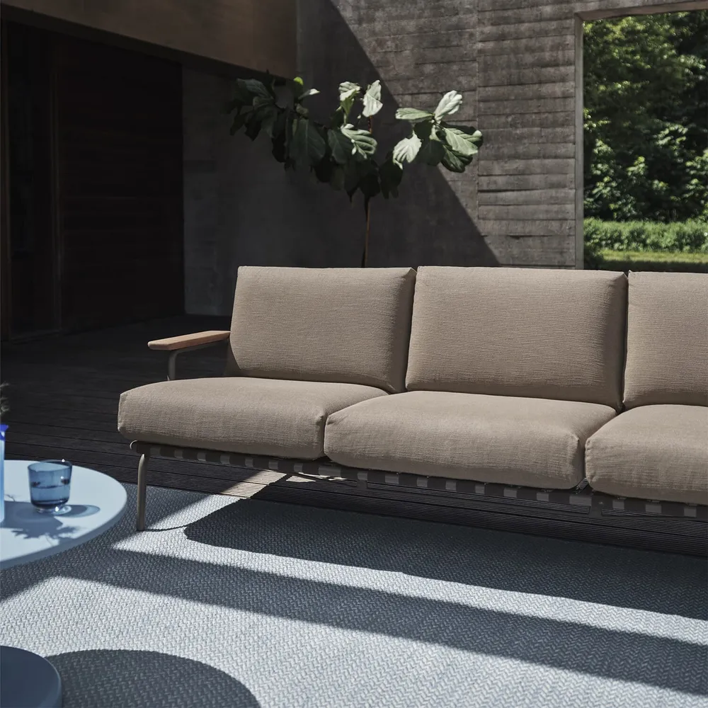 Utendørs 3-seter Sofa Settle - Ribbed Weave 5/Taupe