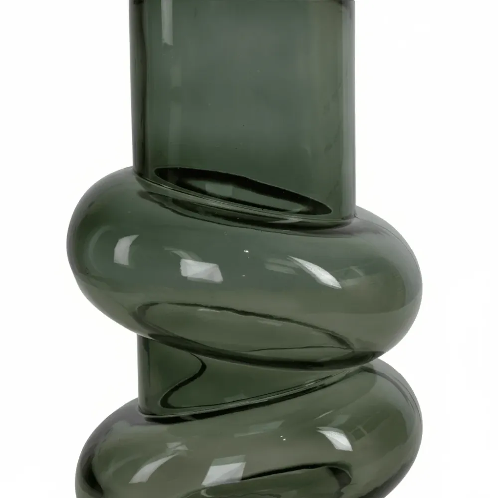 Vase rund flaskegrønn 16 x 26 cm