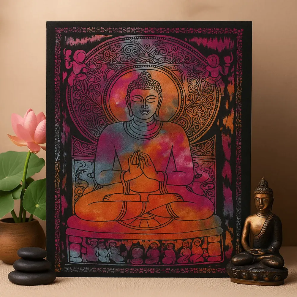 Buddha veggkunst, bomull