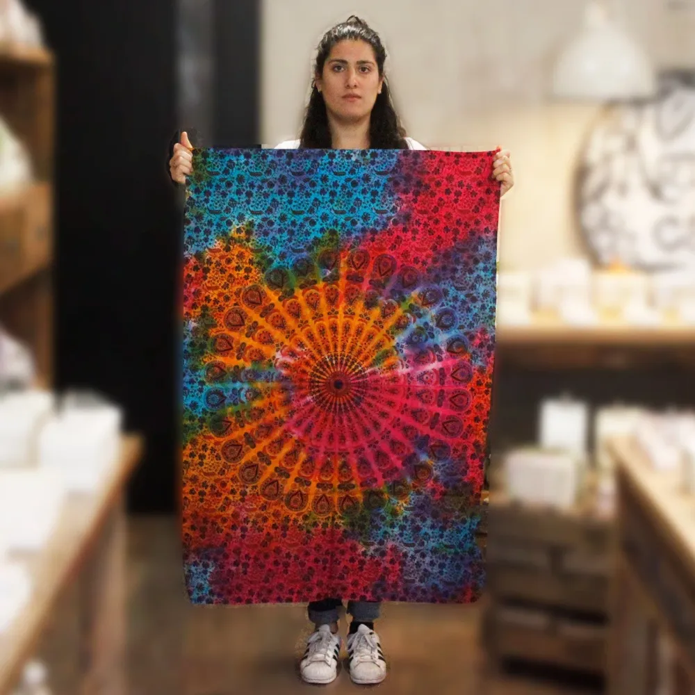 Mandala veggkunst rund bomull