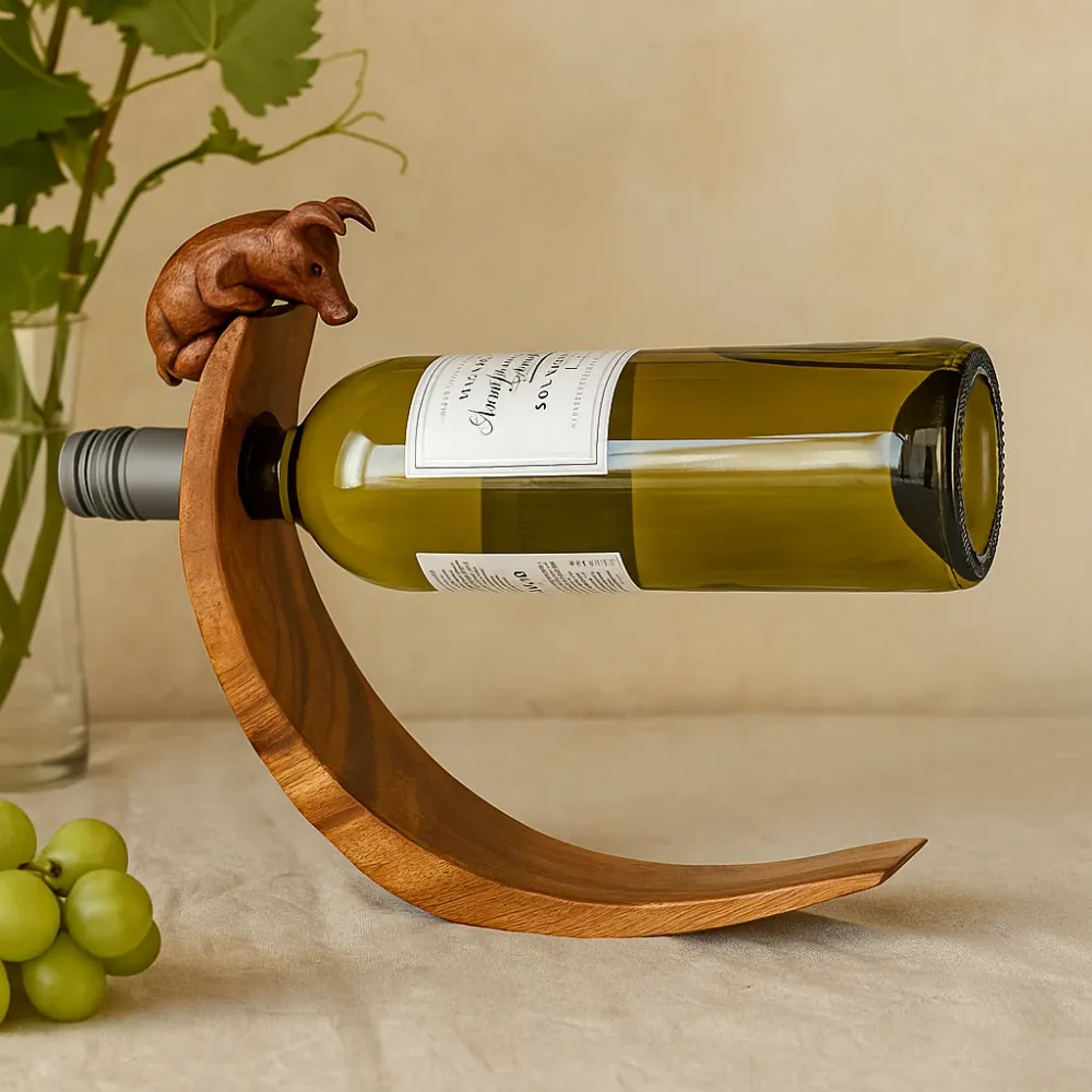 Vinflaskeholder, balanserende gris