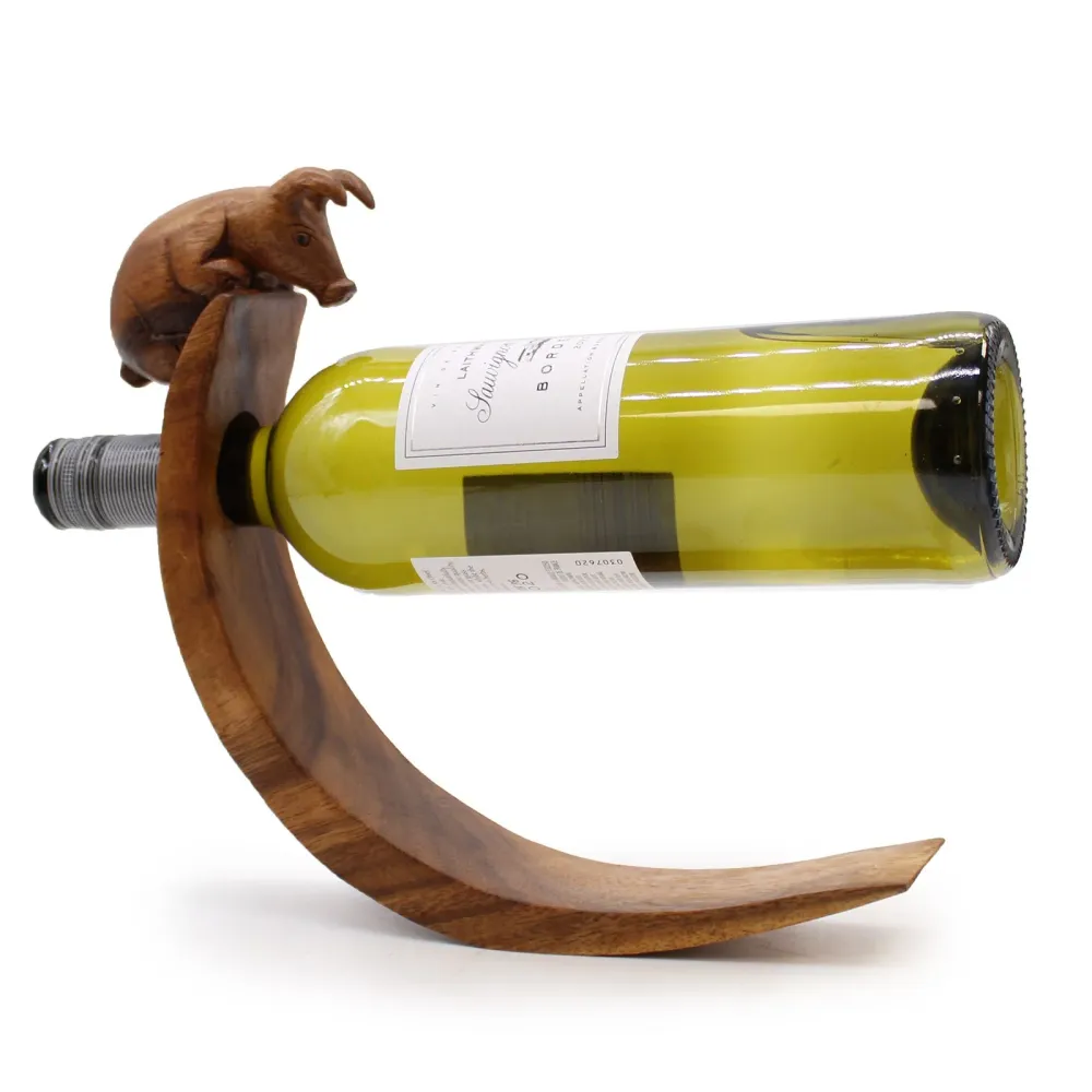 Vinflaskeholder, balanserende gris