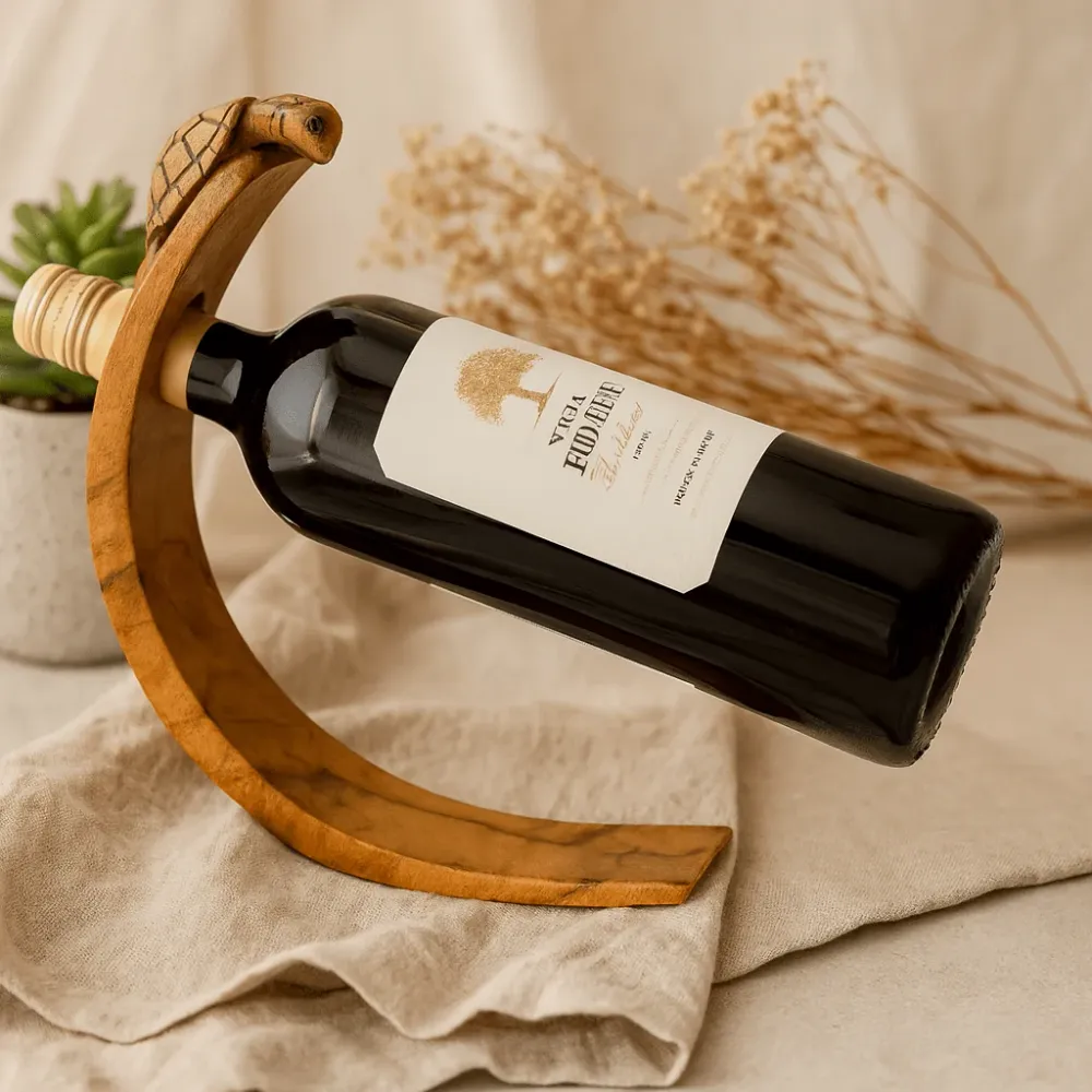 Vinflaskeholder, balanserende skilpadde