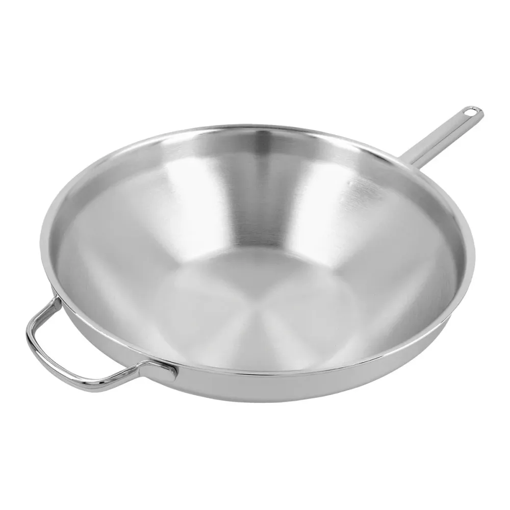 32cm Wok med flat bunn, ekstra håndtak, 3,5l, 18/10 rustfrit stål - DEMEYERE APOLLO 7